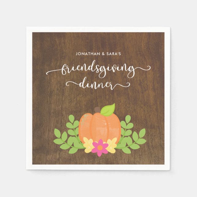 Guardanapo De Papel Pumpkin Rustic Friendspuring e Greenery (Frente)