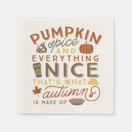 Guardanapo De Papel Pumpkin Spice Typografia Autumn Coctail Napkin