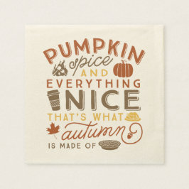 Guardanapo De Papel Pumpkin Spice Typografia Autumn Coctail Napkin