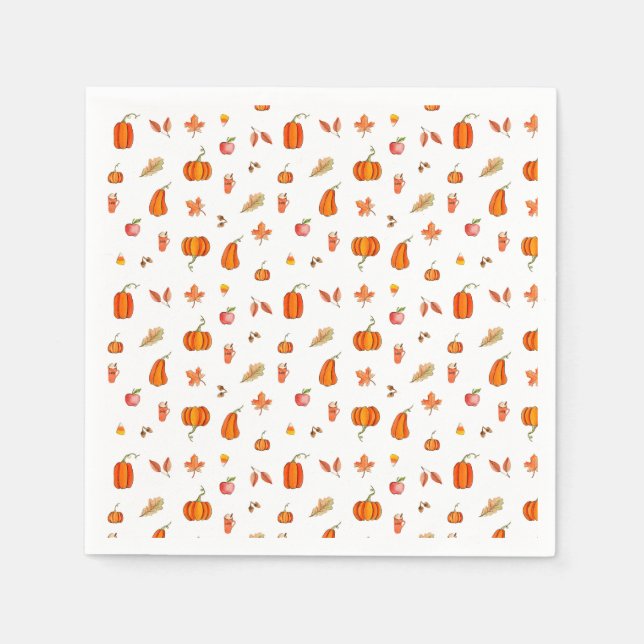 Guardanapo De Papel Pumpkin Spice Watercolor (Frente)