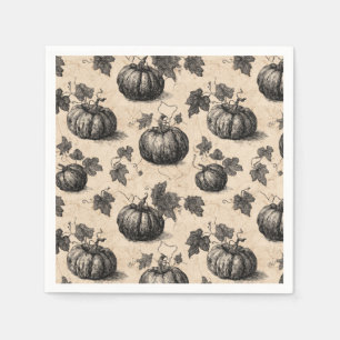 Guardanapo De Papel Pumpkin Vintage e Padrão de Engrenagem da Vinha (2