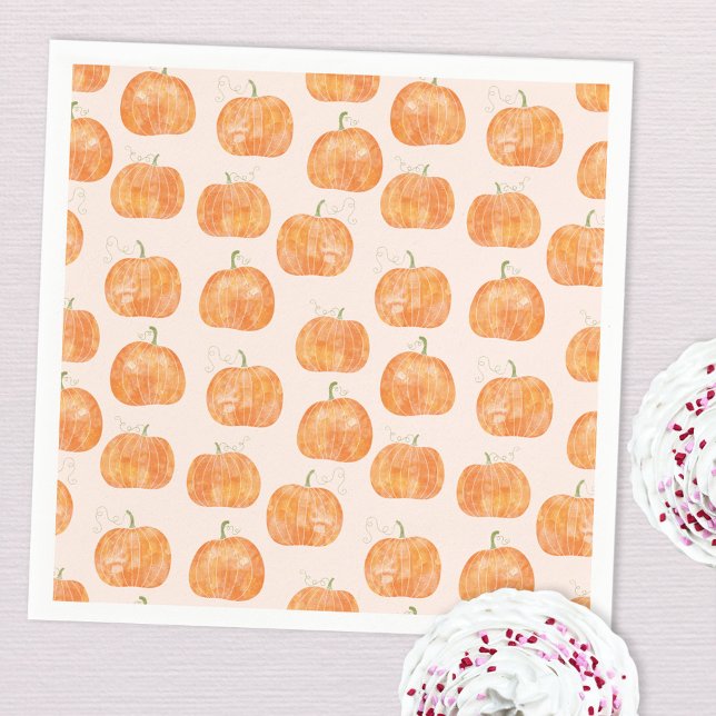 Guardanapo De Papel Pumpkin Watercolor (Pumpkin watercolor pattern autumn fall party paper napkin)