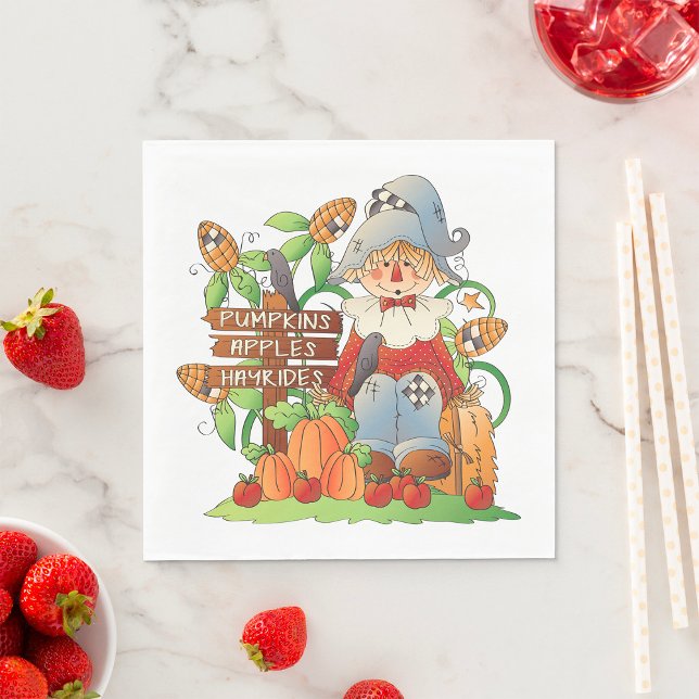 Guardanapo De Papel Pumpkins Apples Hayrides Napkins (Criador carregado)