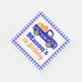Guardanapo De Papel Pumpkins Truck Pumpkin Patch - Blue Truck