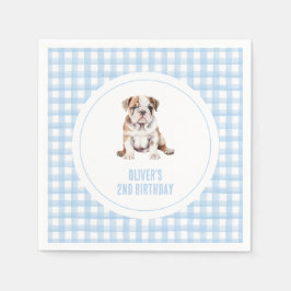 Guardanapo De Papel Puppy bulldog preppy plaid birthday
