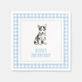 Guardanapo De Papel Puppy husky preppy plaid birthday