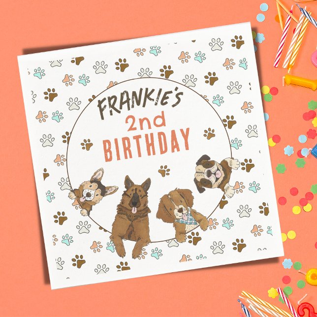 Guardanapo De Papel Puppy Paw-ty Festa de aniversário (Puppy Party Napkins for Kid's Birthday or Dog's Birthday)