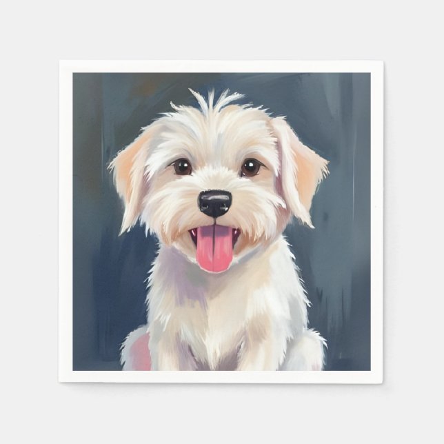 Guardanapo De Papel Puppy White Dog Painting (Frente)