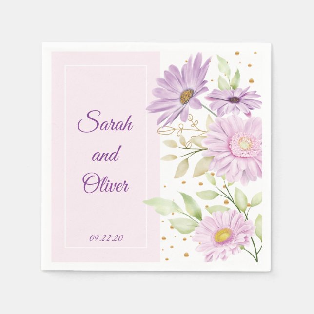 Guardanapo De Papel Pur Purple Wedding Floral (Frente)