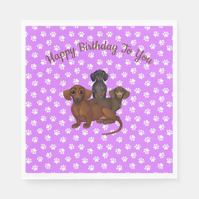 Guardanapo De Papel Puro Dachshund Paper Party Napkins (Frente)