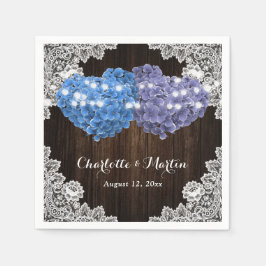 Guardanapo De Papel Purple and Blue Floral Hearts Wood Lace Wedding