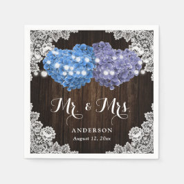 Guardanapo De Papel Purple and Blue Floral Mr. and Mrs. Wedding
