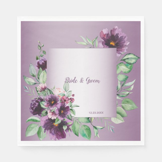 Guardanapo De Papel Purple Blush Floral Geometric Greenery (Frente)