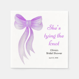 Guardanapo De Papel Purple Bow She's Tying the Knot Bridal Shower 