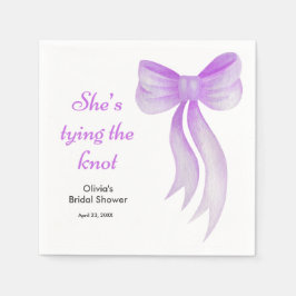 Guardanapo De Papel Purple Bow She's Tying the Knot Bridal Shower 