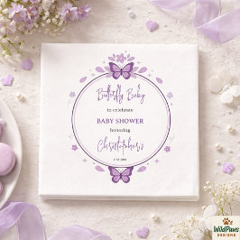 Guardanapo De Papel Purple Butterfly Baby Girl Baby Shower 