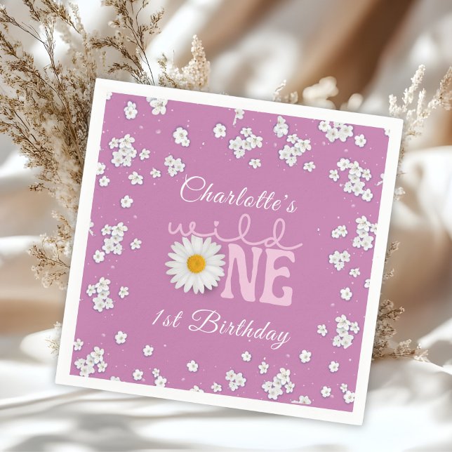 Guardanapo de papel Purple Daisy Wild One 1º anive (Criador carregado)