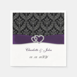Guardanapo De Papel Purple Damask Diamante Wedding Classic