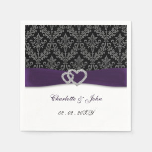 Guardanapo De Papel Purple Damask Diamante Wedding Classic 