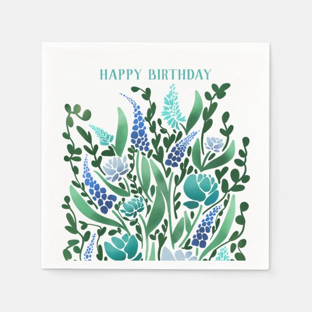 Guardanapo De Papel Purple Floral Birthday Napkins (Frente)
