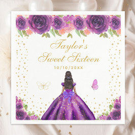Guardanapo De Papel Purple Floral Dark Skin Princess Sweet