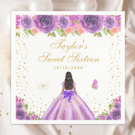 Guardanapo De Papel Purple Floral Dark Skin Princess Sweet