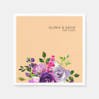Guardanapo De Papel Purple Floral Elegant  Wedding 