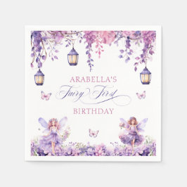 Guardanapo De Papel Purple Floral Fantasy Fairy First Birthday