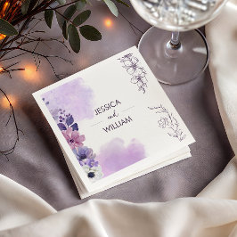 Guardanapo De Papel Purple Floral Wedding Napkins