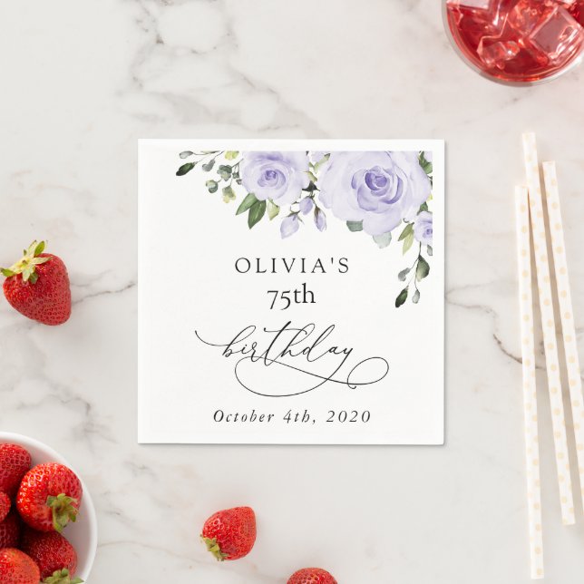 Guardanapo De Papel Purple Flowers, Lilac Flowers, Boho, Birthday (Insitu)