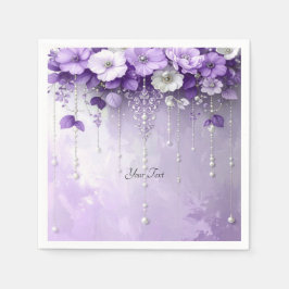 Guardanapo De Papel Purple Flowers with Dangling Pearls