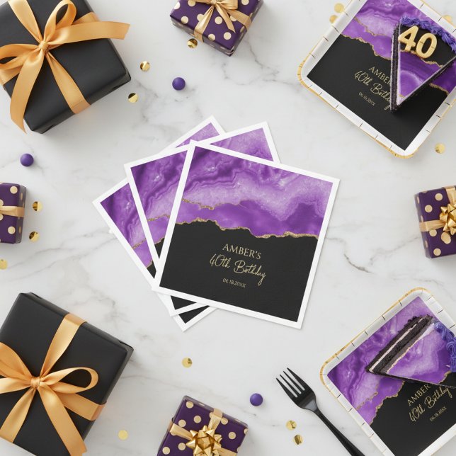 Guardanapo De Papel Purple Gold Glitter Abstract Watercolor Marble  (Criador carregado)