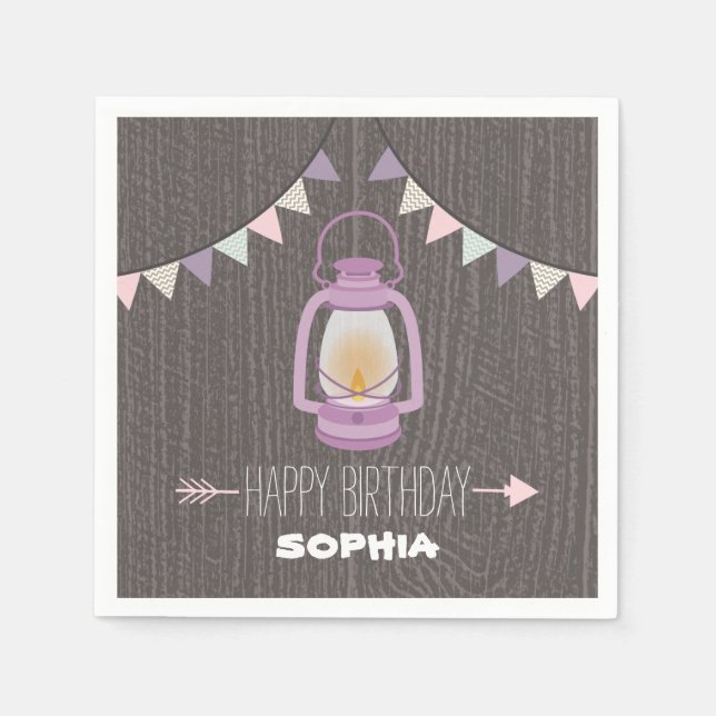 Guardanapo De Papel Purple Lanterna Birthday Napkins (Frente)
