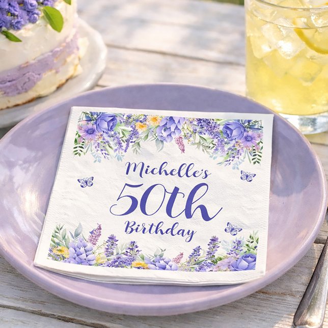 Guardanapo De Papel Purple Lavender Floral Garden Party 50th Birthday (Celebrate any age with a garden party!)