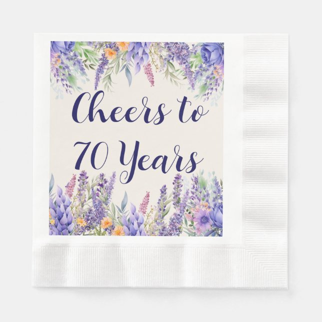 Guardanapo De Papel Purple Lavender Floral Garden Party 70th Birthday (Frente)