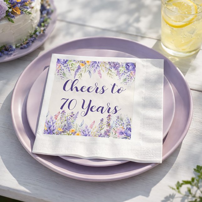Guardanapo De Papel Purple Lavender Floral Garden Party 70th Birthday (Celebrate any age in style)