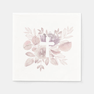Guardanapo De Papel Purple Mauve Watercolor Floral Cross 