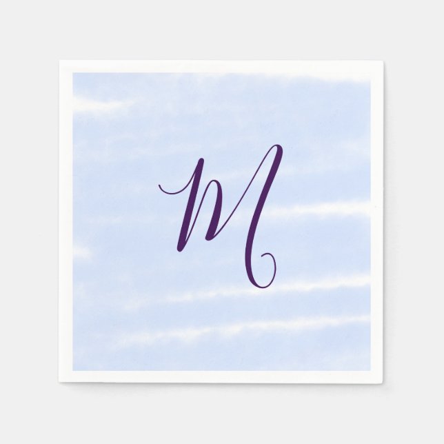 Guardanapo De Papel Purple pastel watercolor monogram name letterretro (Frente)