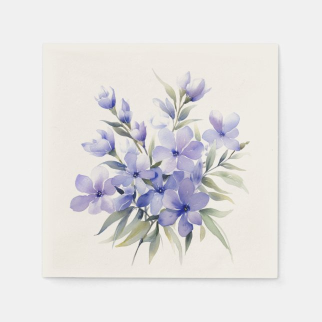 Guardanapo De Papel Purple Periwinkles: Casamento Personalizado Napkin (Frente)