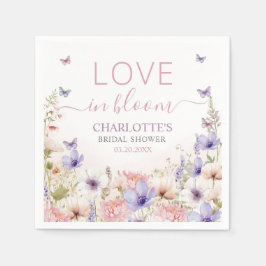 Guardanapo De Papel Purple Pink Wildflower Butterflies Love in Bloom