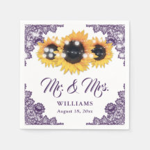 Purple Rustic Chic Lace Sunflower Wedding
