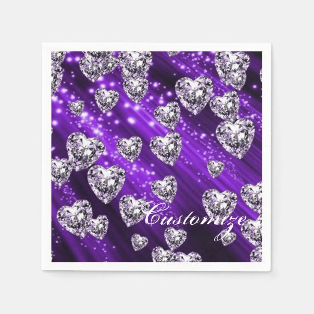 Guardanapo De Papel Purple Sparkle Diamond Hearkins (Frente)