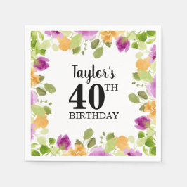 Guardanapo De Papel Purple Watercolor Blooms Floral Birday
