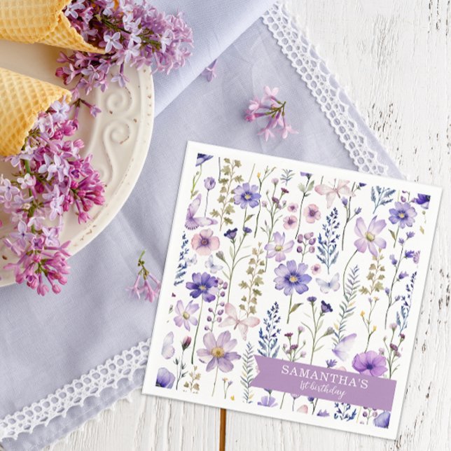 Guardanapo De Papel Purple Wildflower Party Napkins (Wildflowers Napkins)