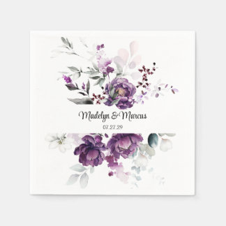 Guardanapo De Papel Púrpura Casamento Floral Napkins