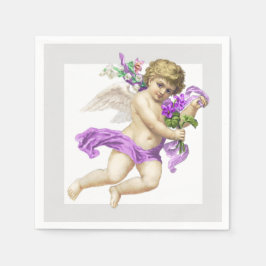 Guardanapo De Papel Púrpura Cinza Cherub Angel Paper Napkin