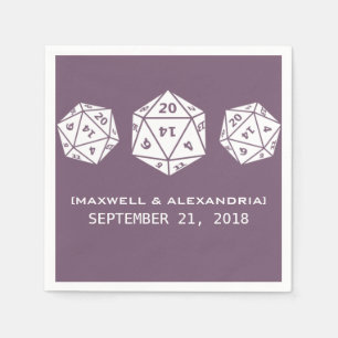 Guardanapo De Papel Púrpura D20 Dice Gamer Papel de Casamento Napkins