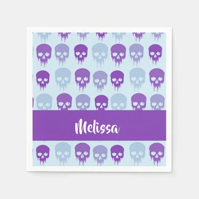 Guardanapo De Papel Púrpura e crânios de fusão azuis (Frente)