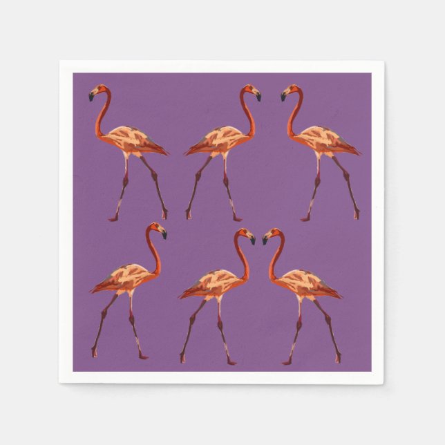 Guardanapo De Papel Púrpura Elegante Flamingo Napkins (Frente)