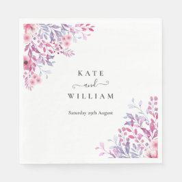 Guardanapo De Papel Púrpura Elegante Flores Selvagens Aquarela